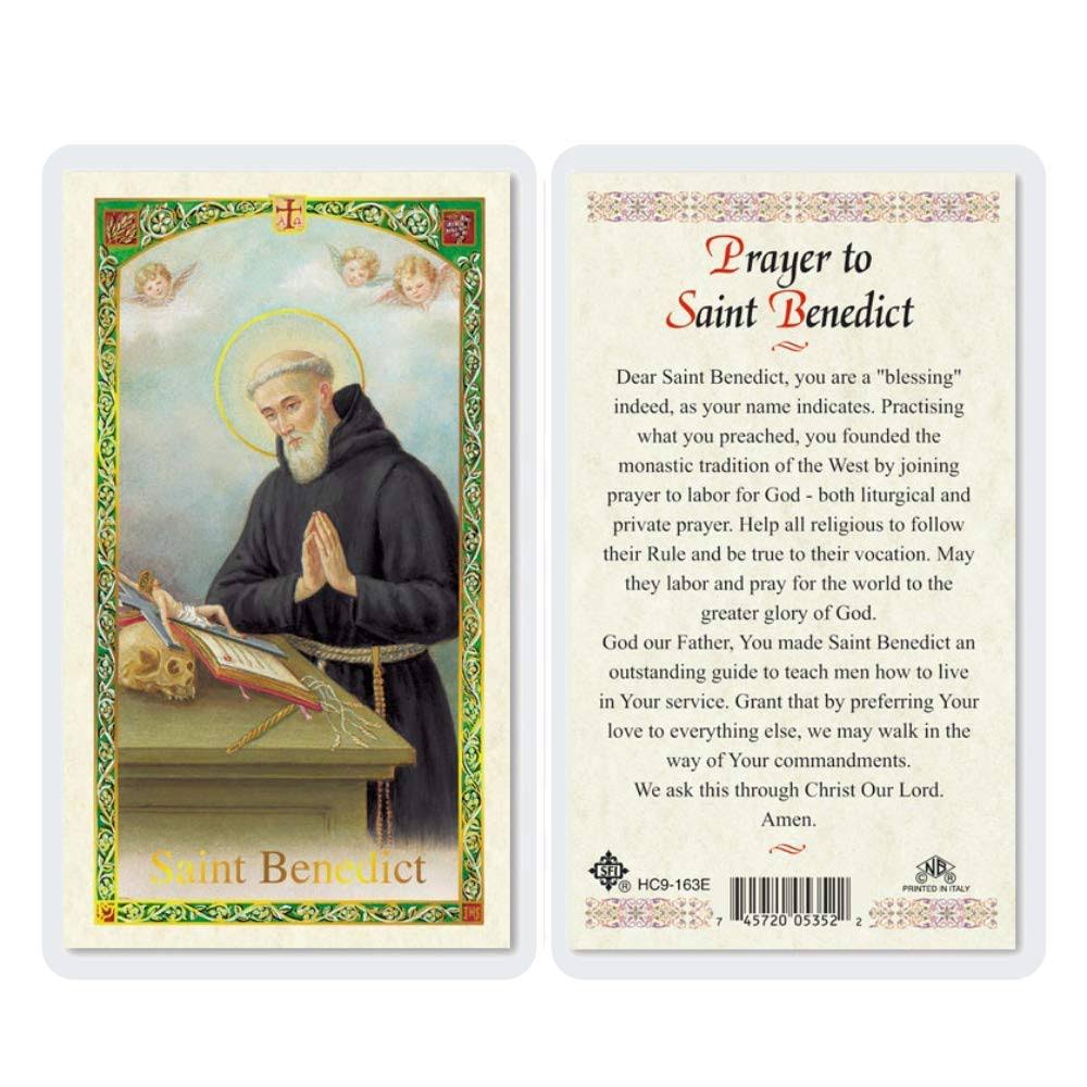 St. Benedict Laminated Holy Card (Plastic Covered)