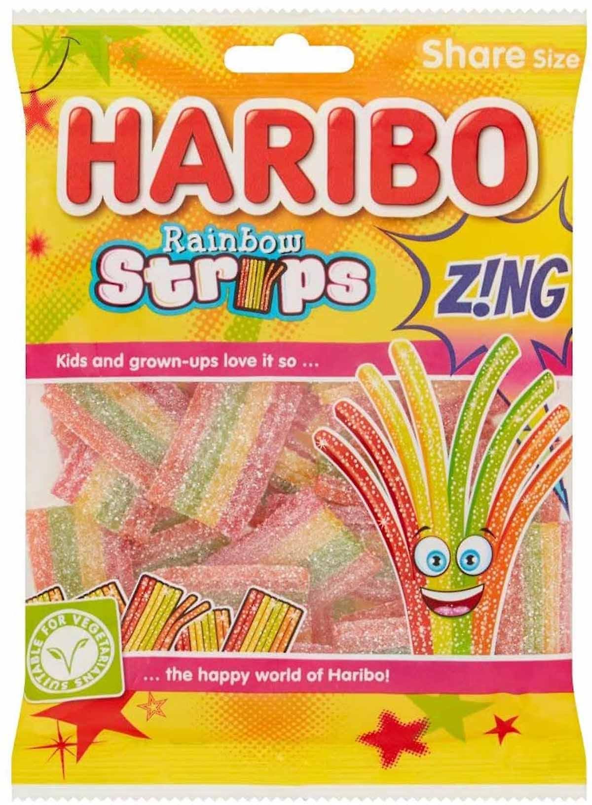 Haribo Rainbow Strips Zing Share Bag, 130g Bag