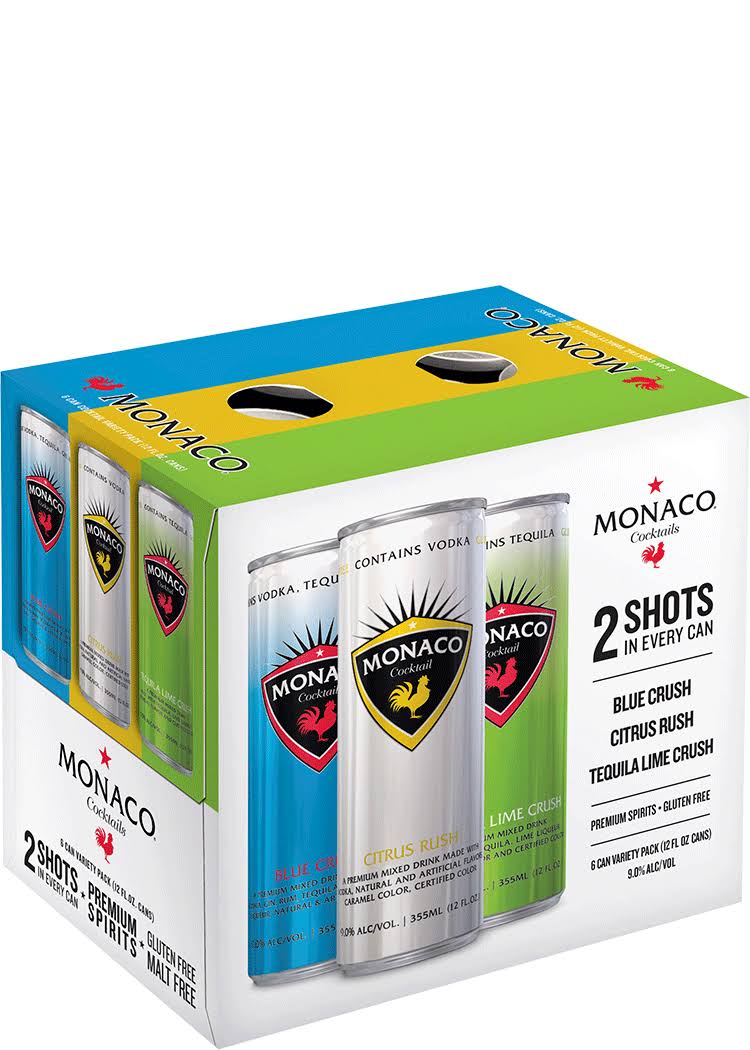 Monaco Vodka Cocktails Variety Pack (6 Pack 12oz cans)