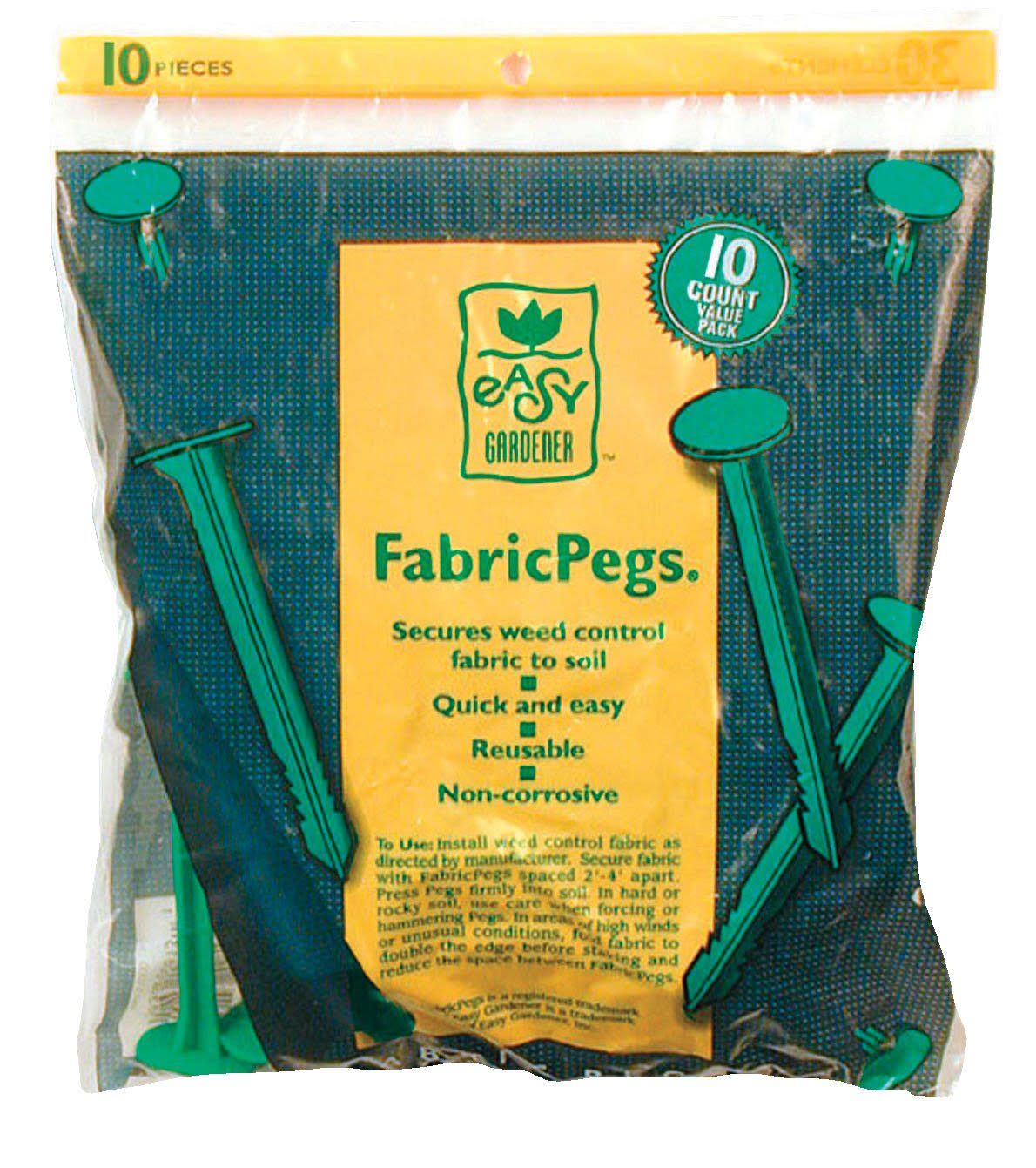 Easy Gardener Plastic Fabric Pegs - 10 Pack