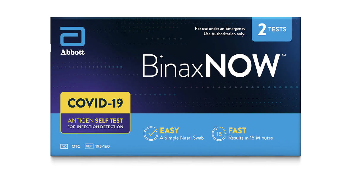 BinaxNOW Covid 19 At-Home Antigen Self Test Kit