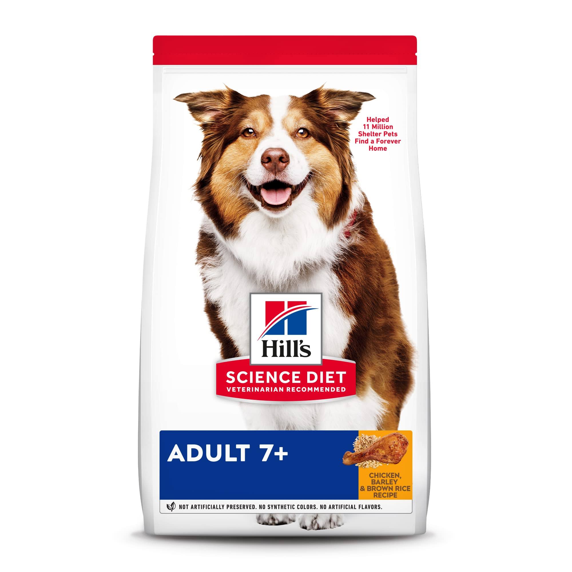 Hill's Science Diet Dry Dog Food, Adult 7+ For Senior Dogs, Chicken Meal, Barley & Brown Rice Recipe, 15 LB Bag