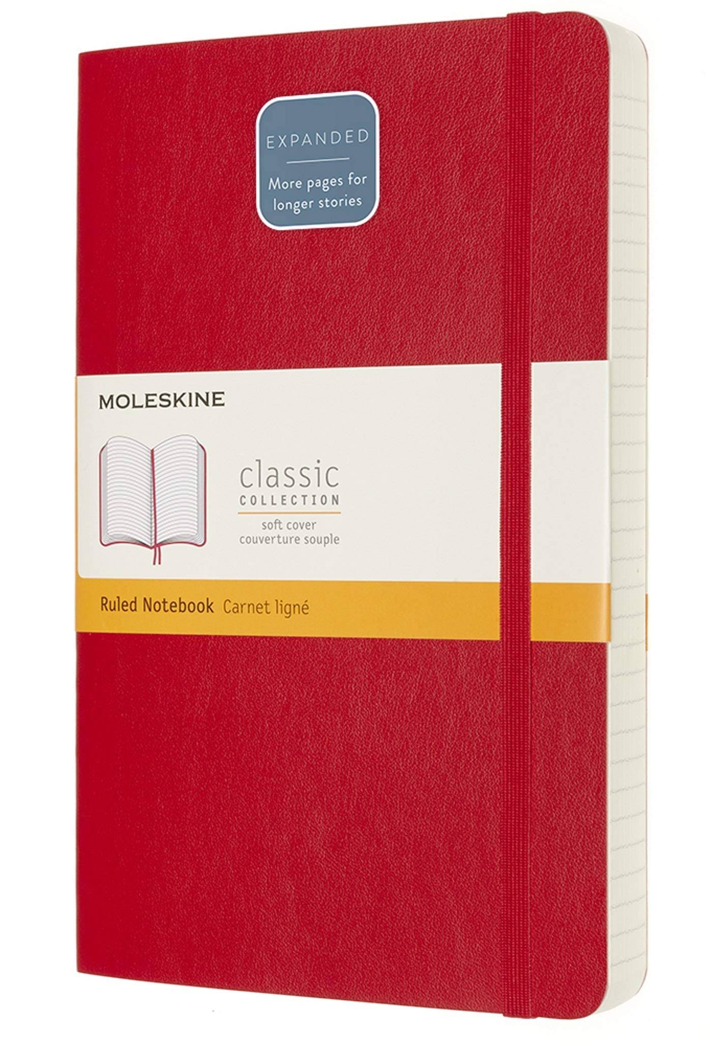 Moleskine Classic Soft Cover Large Expanded Notebook - Ruled - Scarlet Red