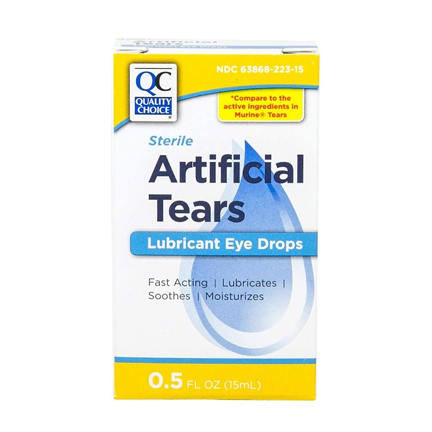 QC Sterile Artificial Tears Lubricant Eye Drops 1/2 fl oz