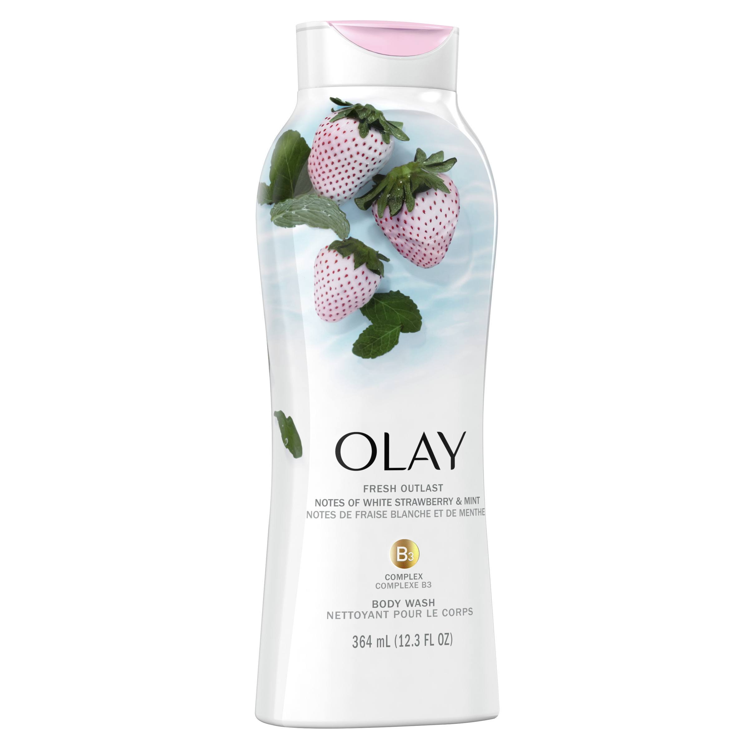 Olay Body Wash, White Strawberry & Mint - 12.3 fl oz