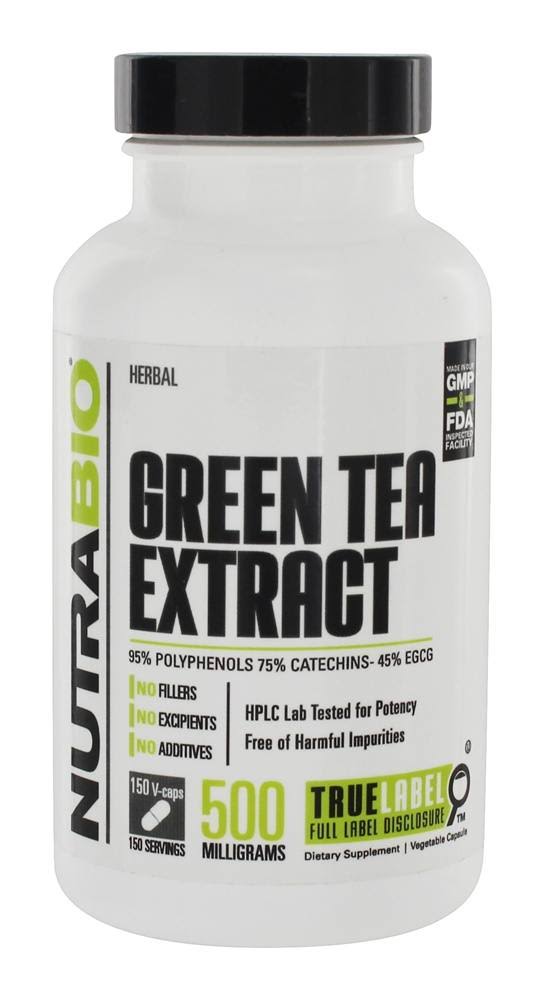 NutraBio Green Tea Extract Supplement - 500mg, 150 Count