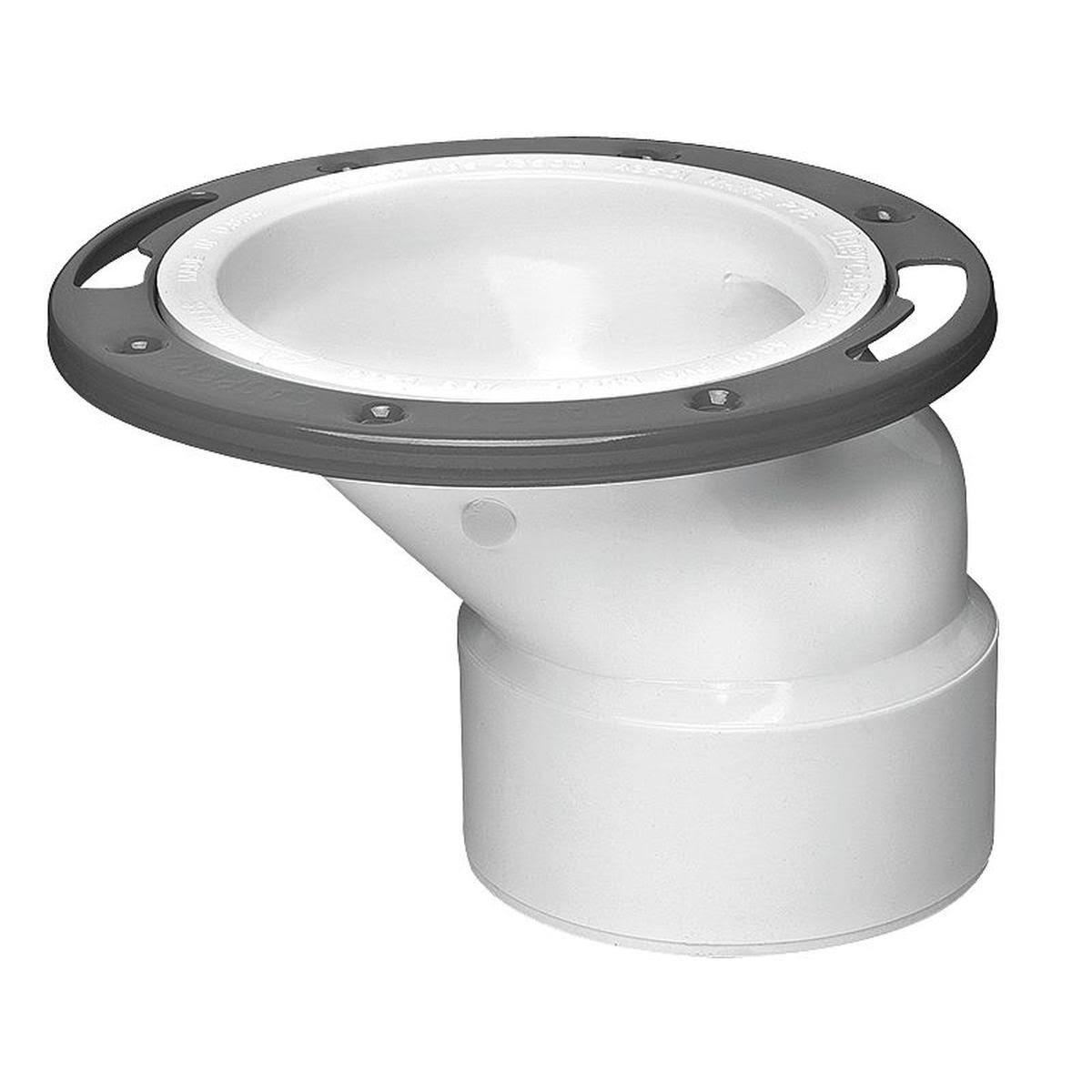 Oatey 43501 Level-fit Offset Closet Flange - with Ring, White, 3" X 4"