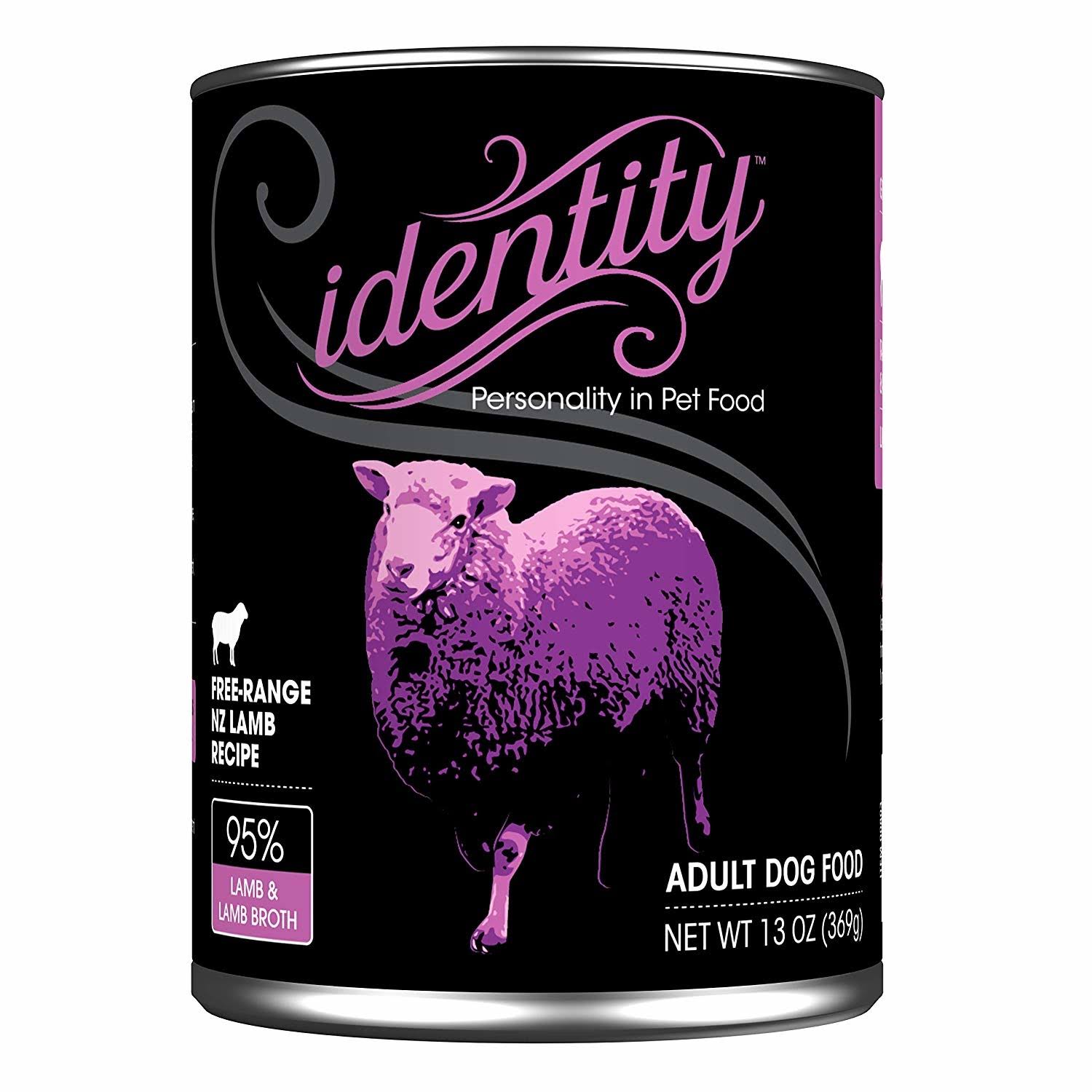 Identity 95% Free Range NZ Lamb Canned Dog Food 13oz 12 Case