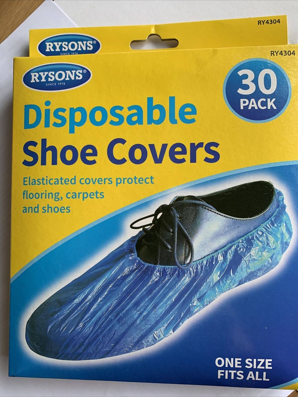 Rysons Disposable Plastic Shoe Covers 30 Pack Protect Carpet Flooring and Shoes