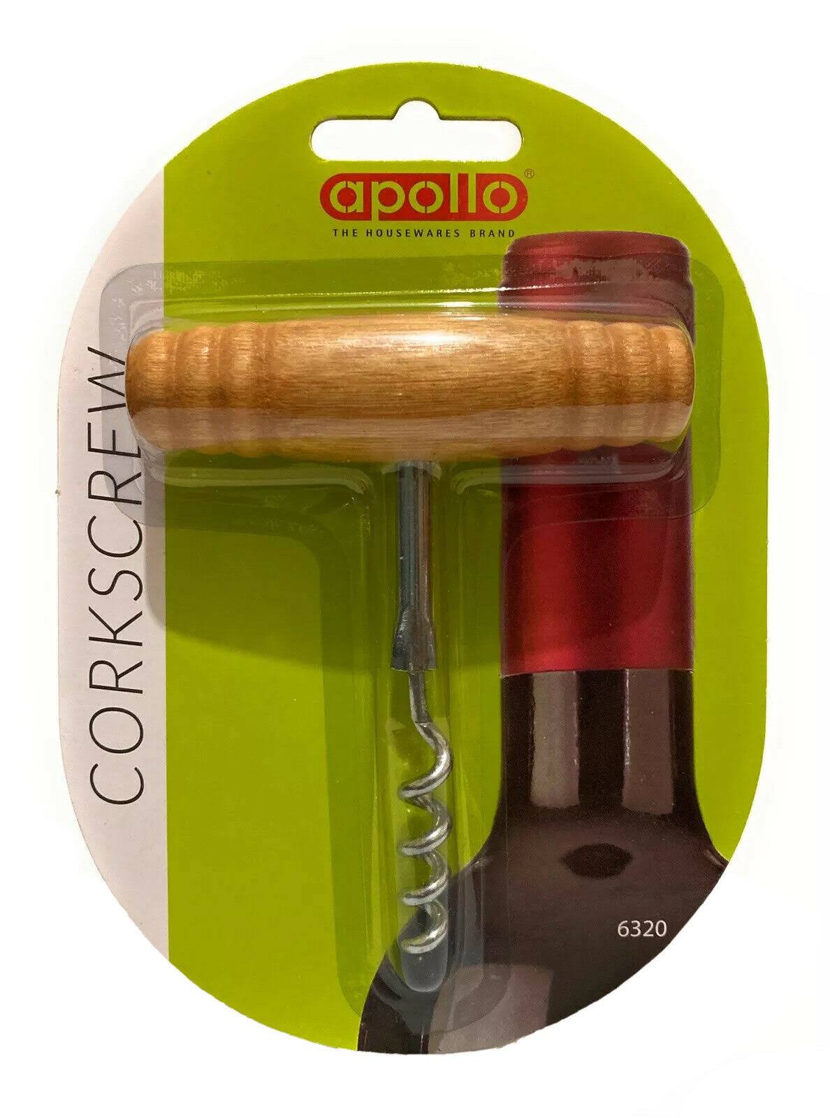 Apollo Corkscrew - With Wooden Handle Bottle