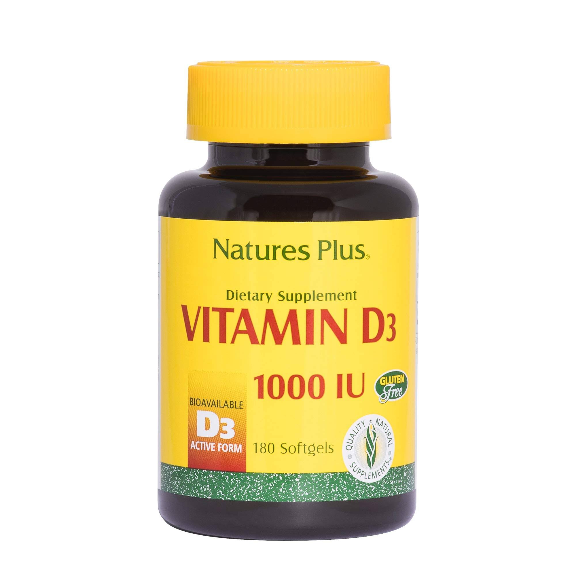 Natures Plus Vitamin D 1000 IU Dietary Supplement - 180 Capsules