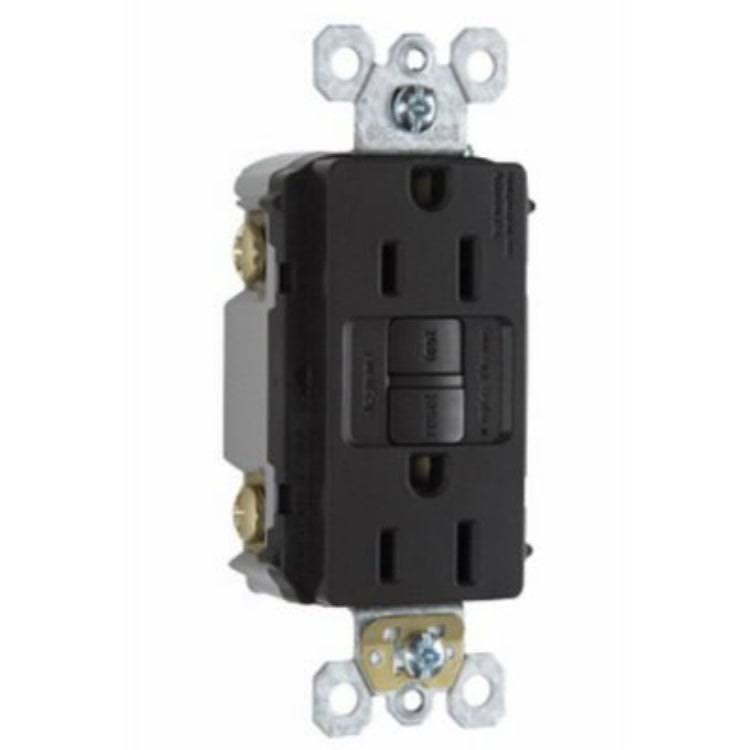 Pass and Seymour Gfci Outlet - Black, 15 Amps, 125V
