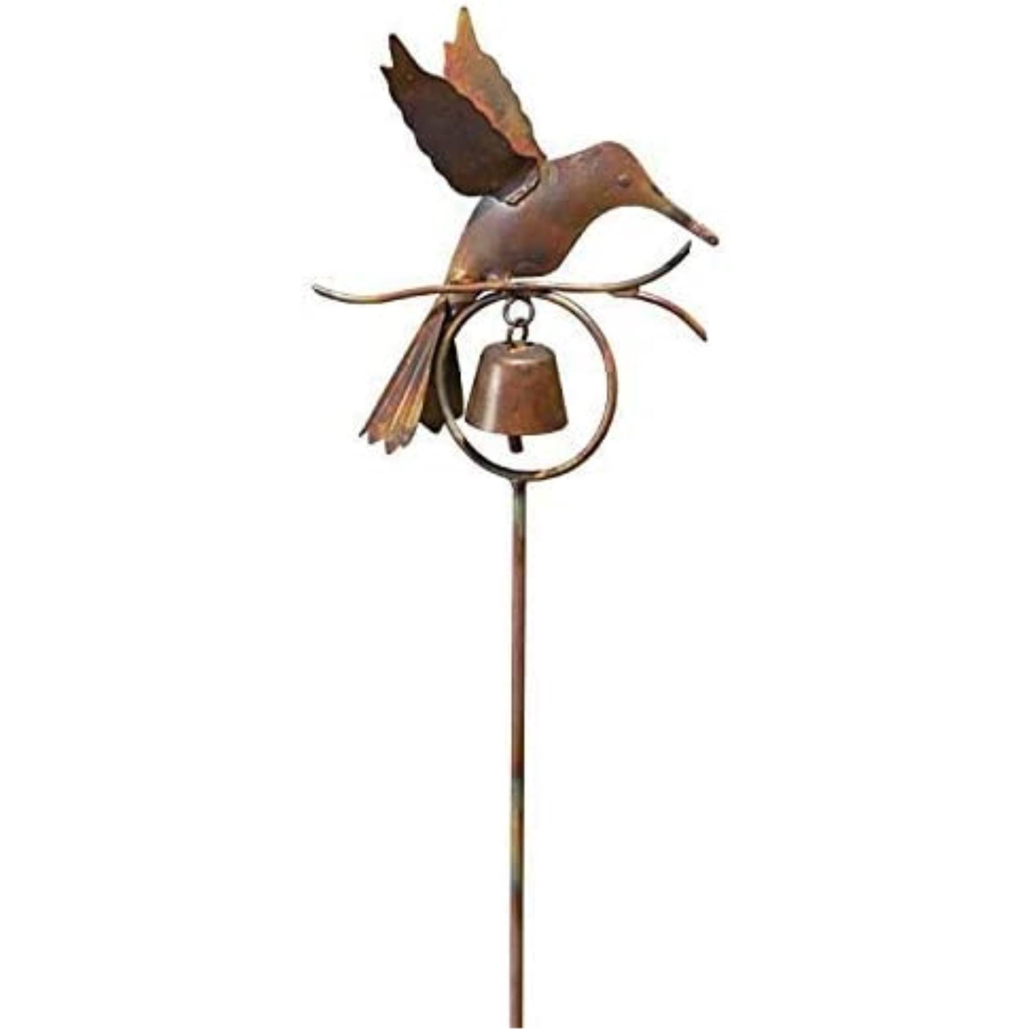 Ancient Graffiti Hummingbird With Bell Garden Stake