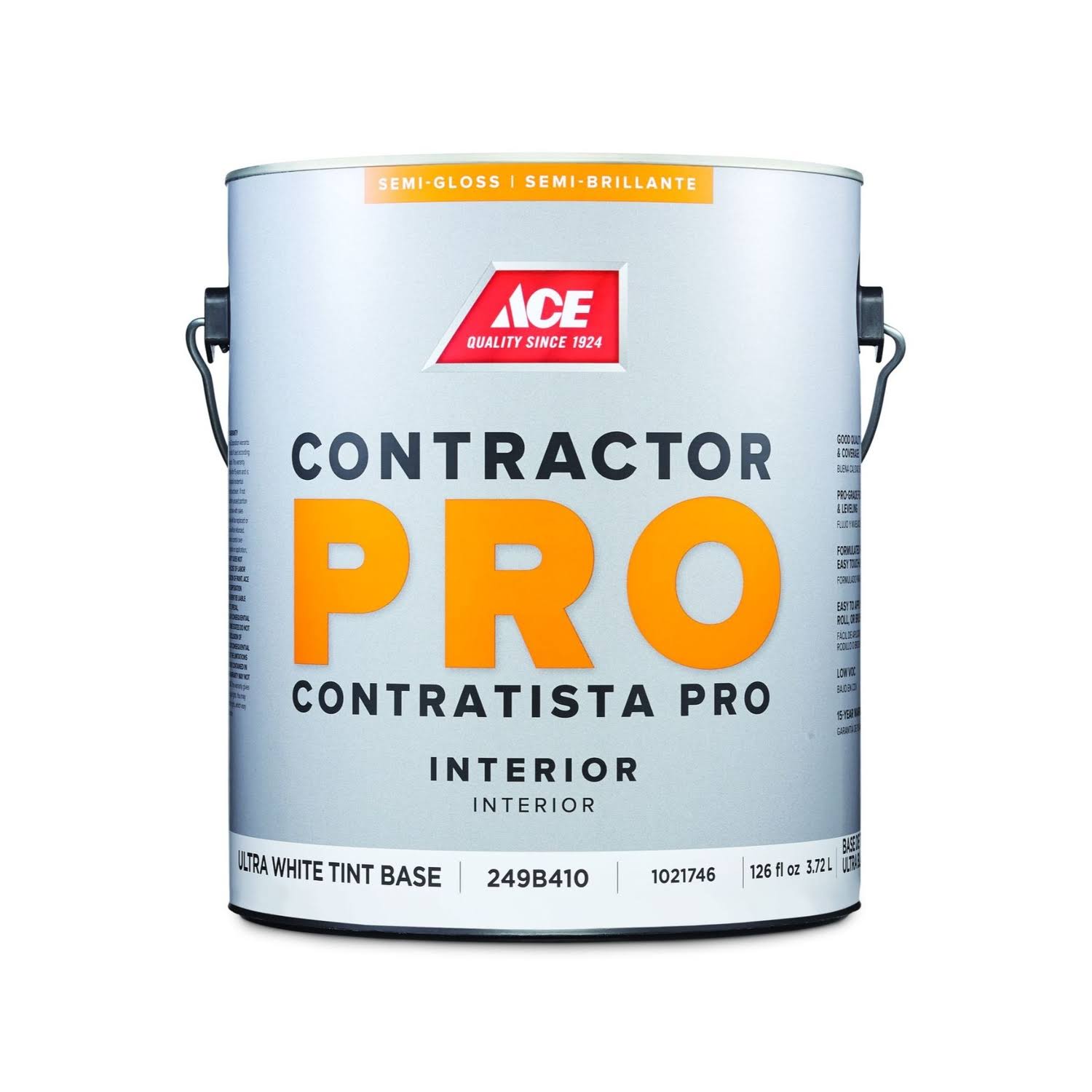Ace Contractor Pro Semi-Gloss Tint Base Ultra White Base Latex Paint Indoor 1 gal.