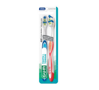 G.U.M - Tooth & Tongue Toothbrush - Medium Bristle | 2 Pack