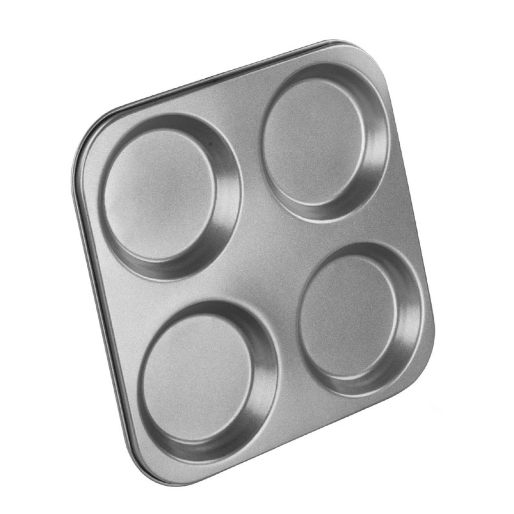 Chef Aid Non Stick Yorkshire Pudding Oven Pan Tray - Black, 4 Hole