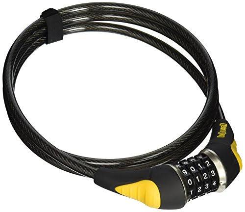OnGuard Akita Resettable Combo Cable Lock - 6' X 10mm, Gray, Black and Yellow