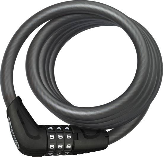 Abus Star 4508C Combination Coiled Cable Lock - 150cm x 8mm, With Mount, Black