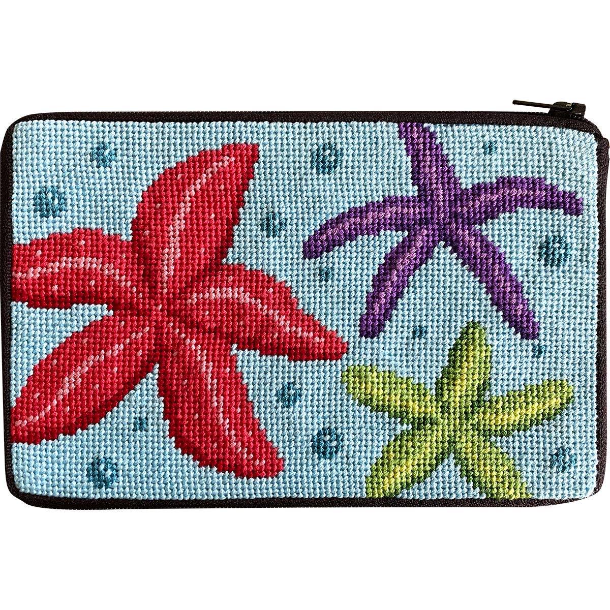 Alice Peterson Stitch & Zip Needlepoint Cosmetic Purse Kit- Starfish