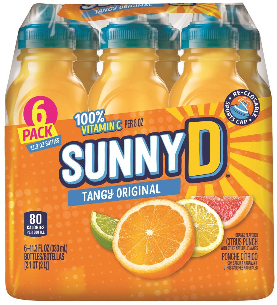 Sunny D Citrus Punch - Orange, 11.3oz, 6pk