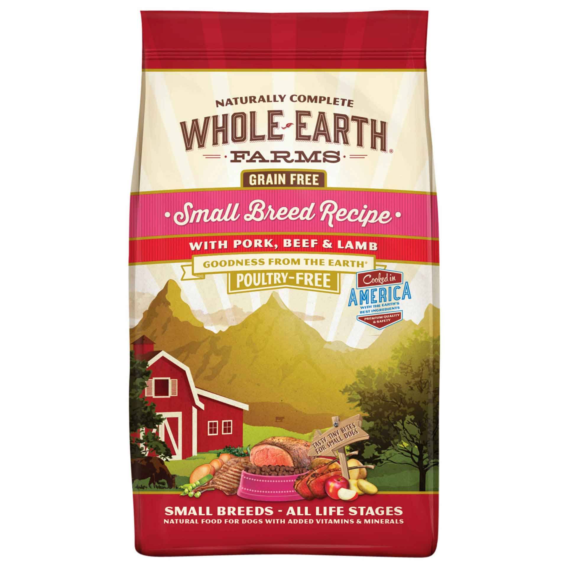 Whole Earth Farms Grain Free Small Breed Pork Beef Lamb Dry Dog Food, 12 lb