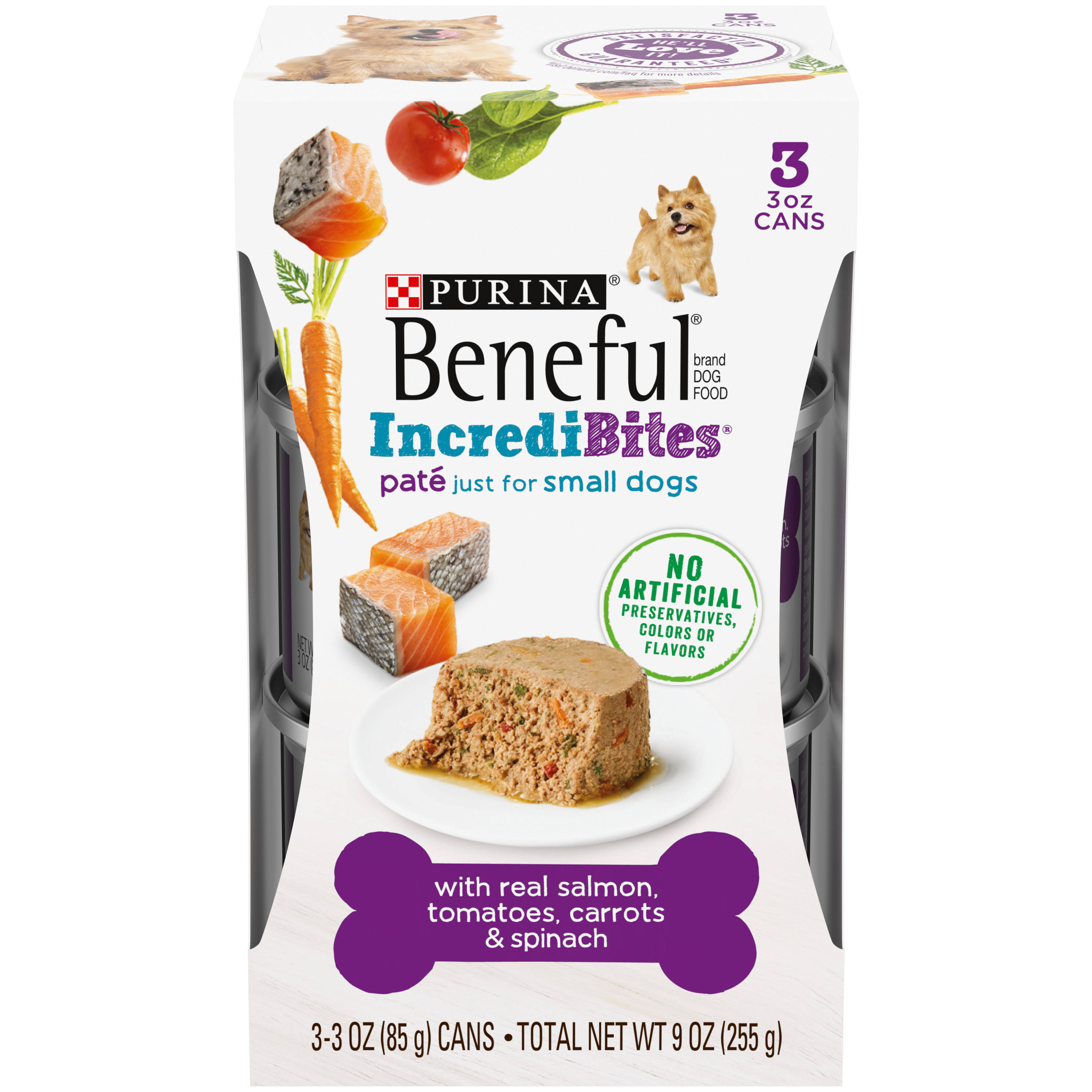 Purina Beneful Small Breed Wet Dog Food, IncrediBites Pate with Real Salmon Recipe - 3 oz
