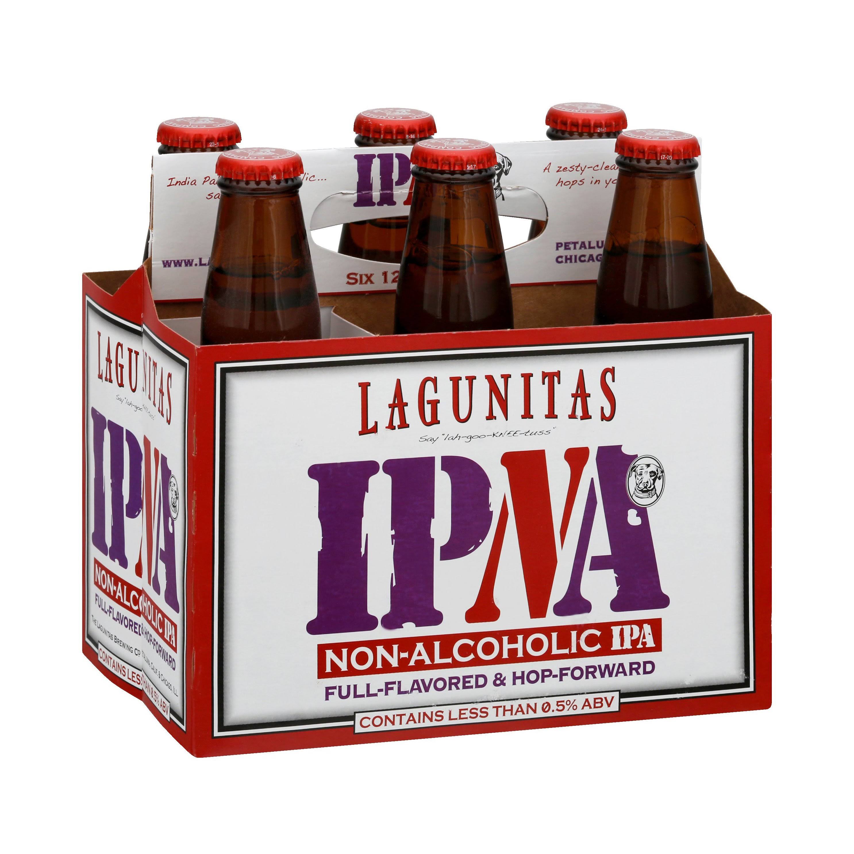 Lagunitas Beer, IPA, Non-Alcoholic - 6 pack, 12 oz bottles