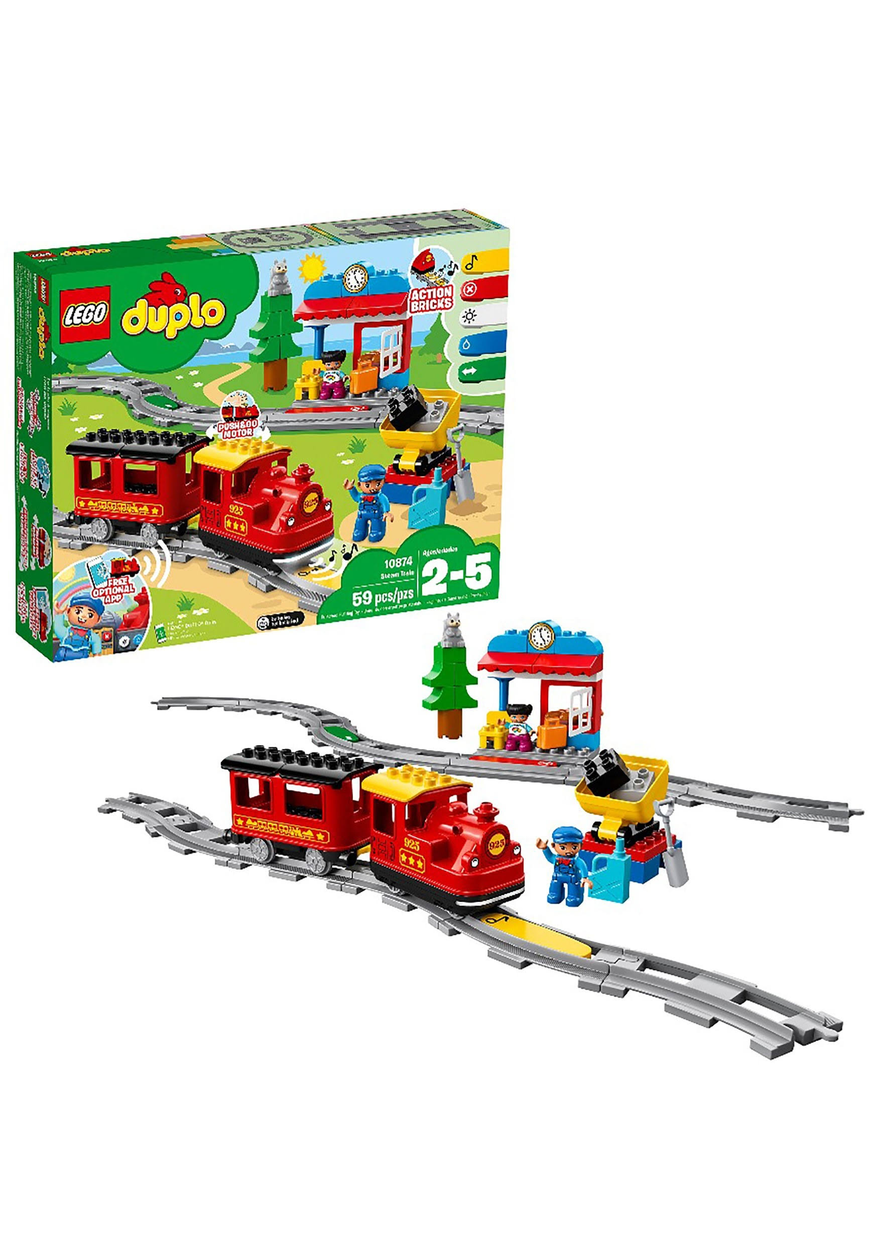 LEGO DUPLO Steam Train 10874 Remote-Control Building Blocks Set Helps
