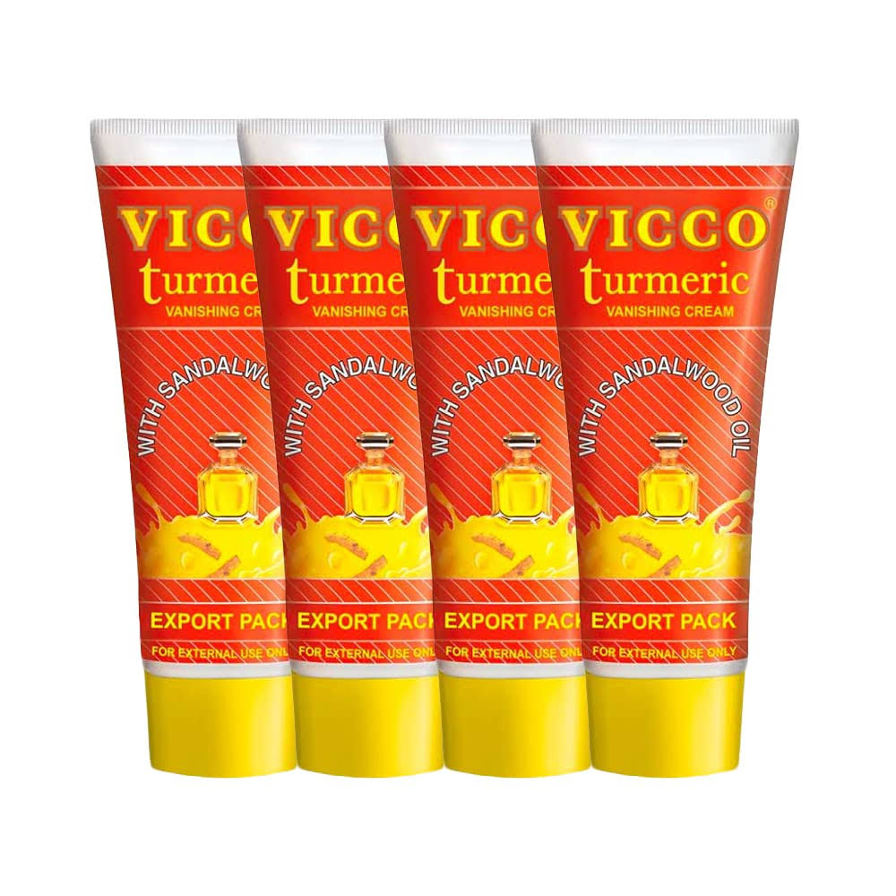 Vicco Turmeric Vanishing Cream (with Sandalwood Oil) - 80g Export Pack, Size: One Size