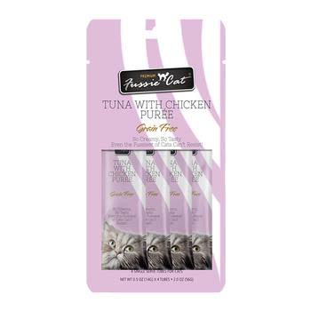 Fussie Cat Tuna with Chicken Puree Cat Treats - 4 - .5oz Tubes