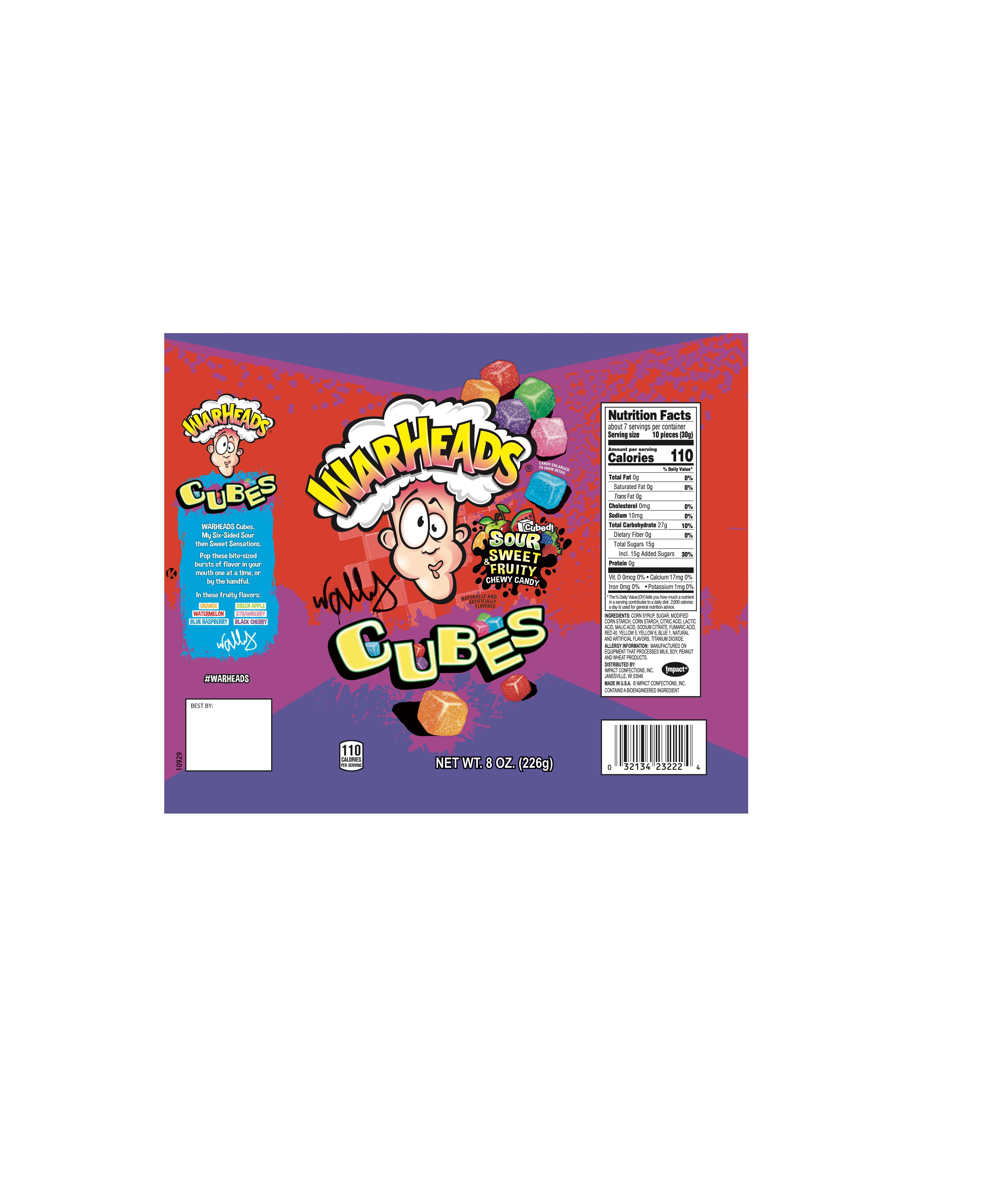 Warheads Sour Chewy Cubes Candy - 8oz