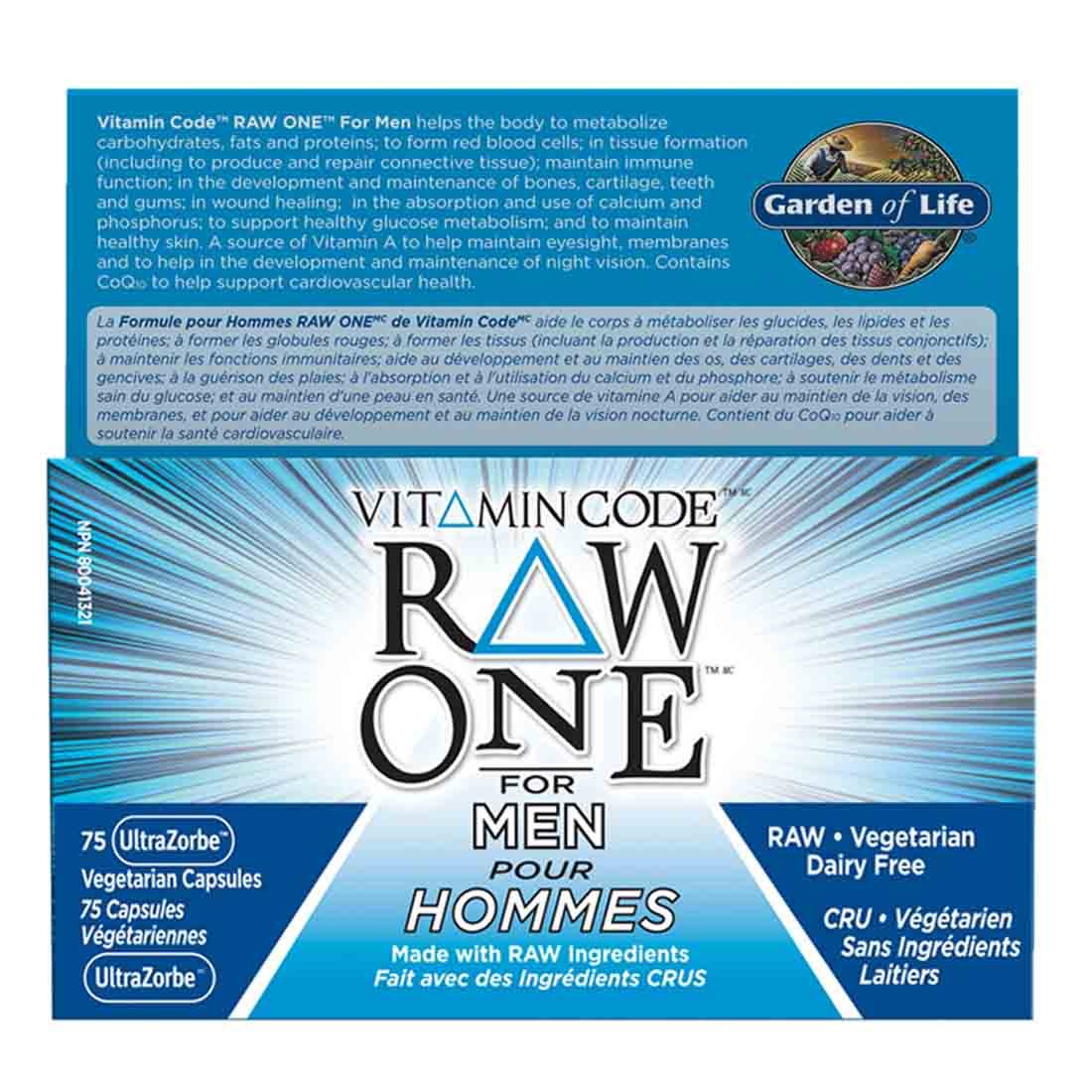 Vitamin Code Raw One for Men , 75 Vcaps | Garden of Life