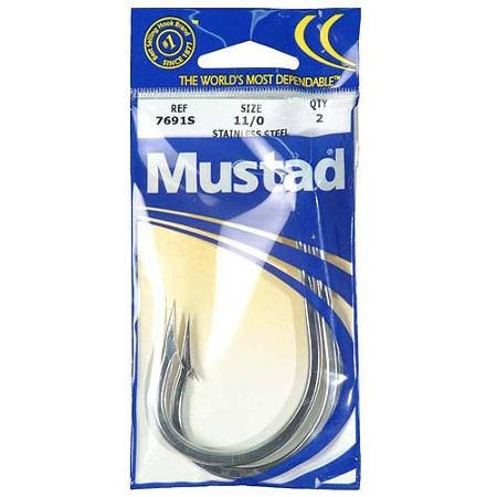 Mustad 7691S Big Game Southern and Tuna Forged Hook - 2pk, Stainless Steel