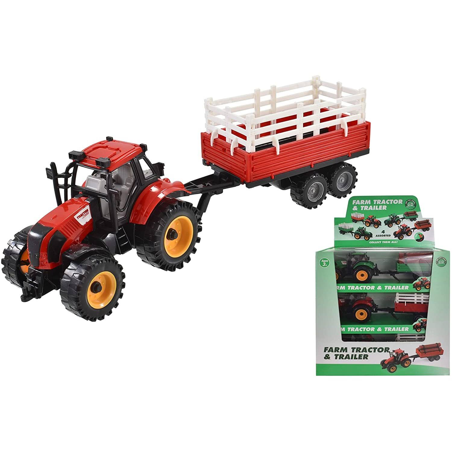 Plastic Farm Tractor & Trailer - Medium