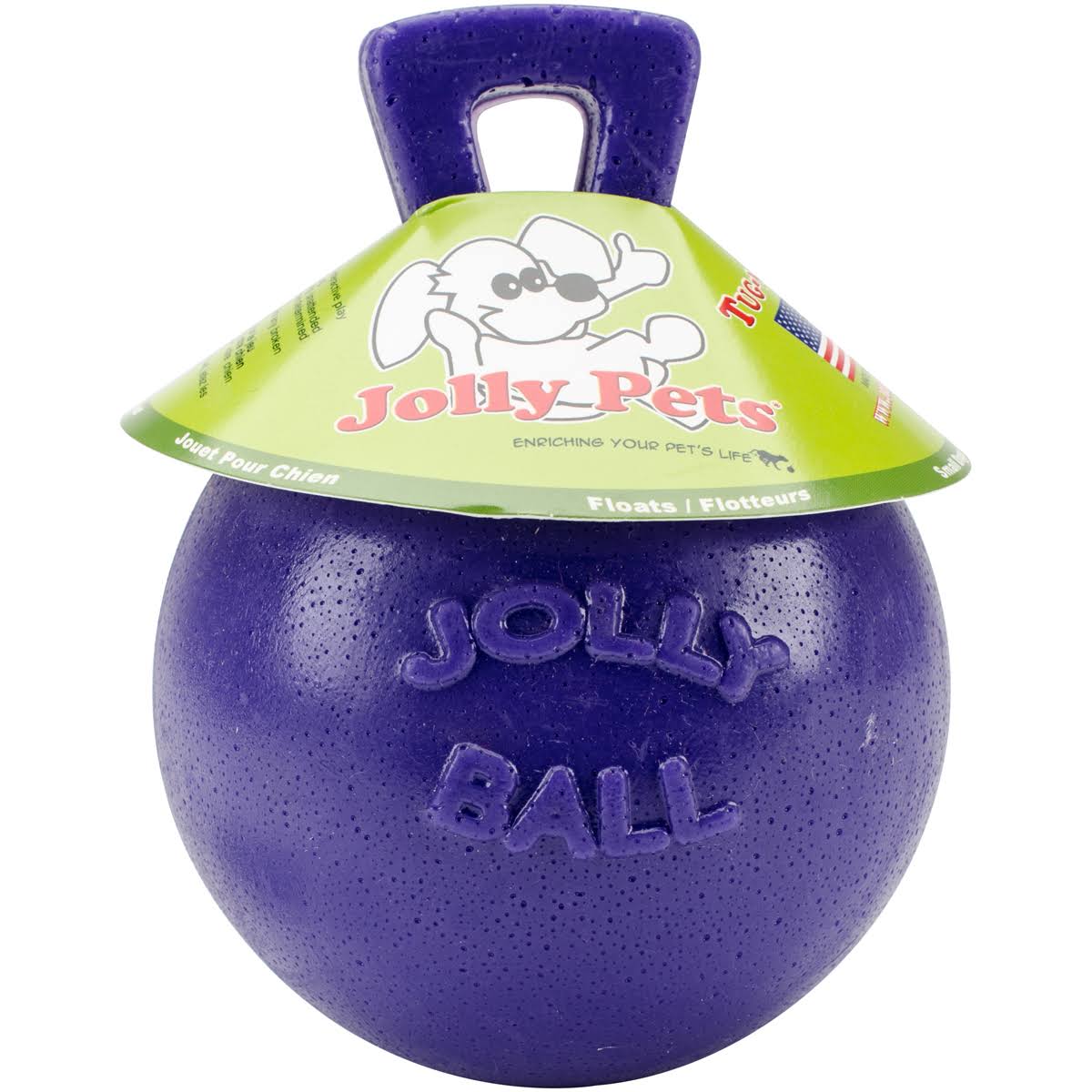 Jolly Pets Tug-n-Toss Heavy Duty Chew Ball with Handle - Purple, 4.5in
