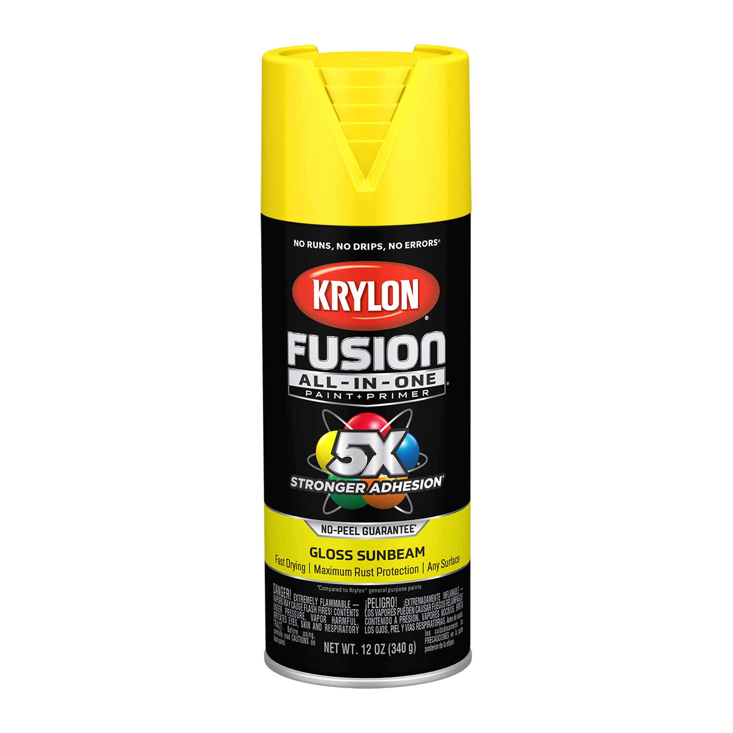 Krylon K02725007 Fusion All-In-One Spray Paint for Indoor/Outdoor Use, Gloss Sunbeam Yellow
