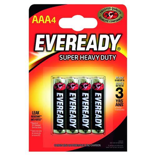 Eveready Super Heavy Duty Batteries - Size AAA, 4pk