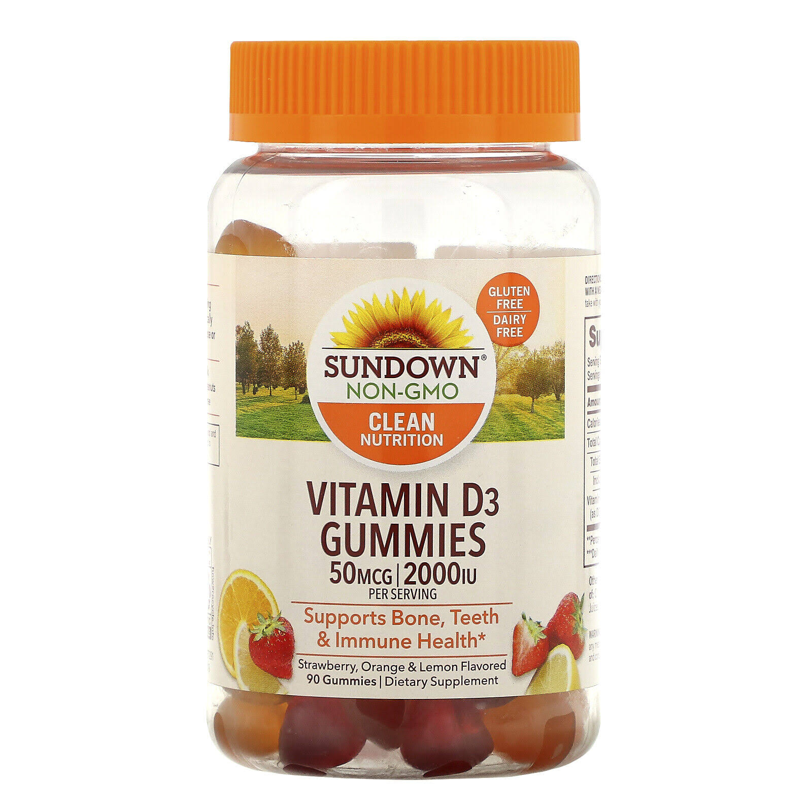 Sundown Naturals Vitamin D3 2000IU Gummies - 90ct, Strawberry, Orange and Lemon Flavored