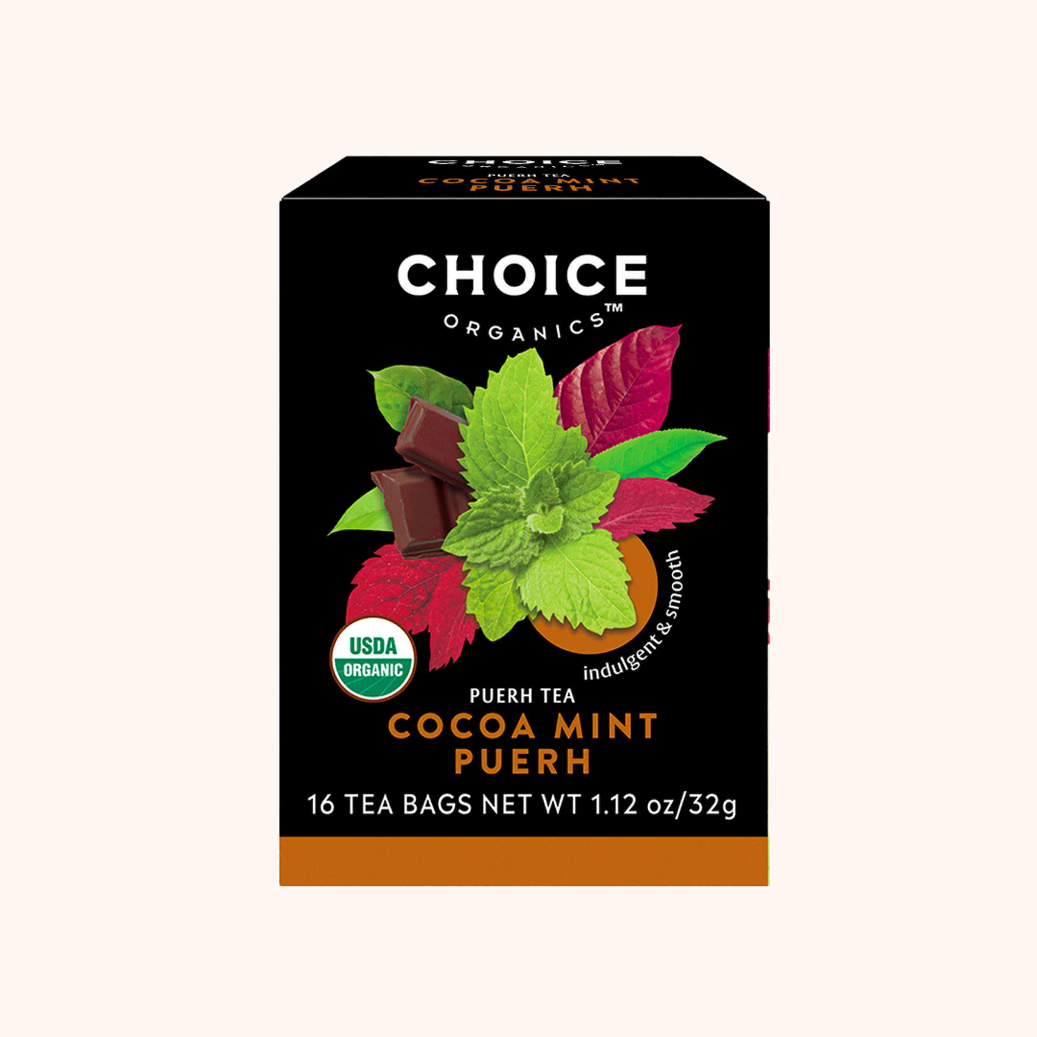 Choice Organic Teas Puerh Tea Cocoa Mint Puerh 16 Tea Bags 1.12 oz (32 g)