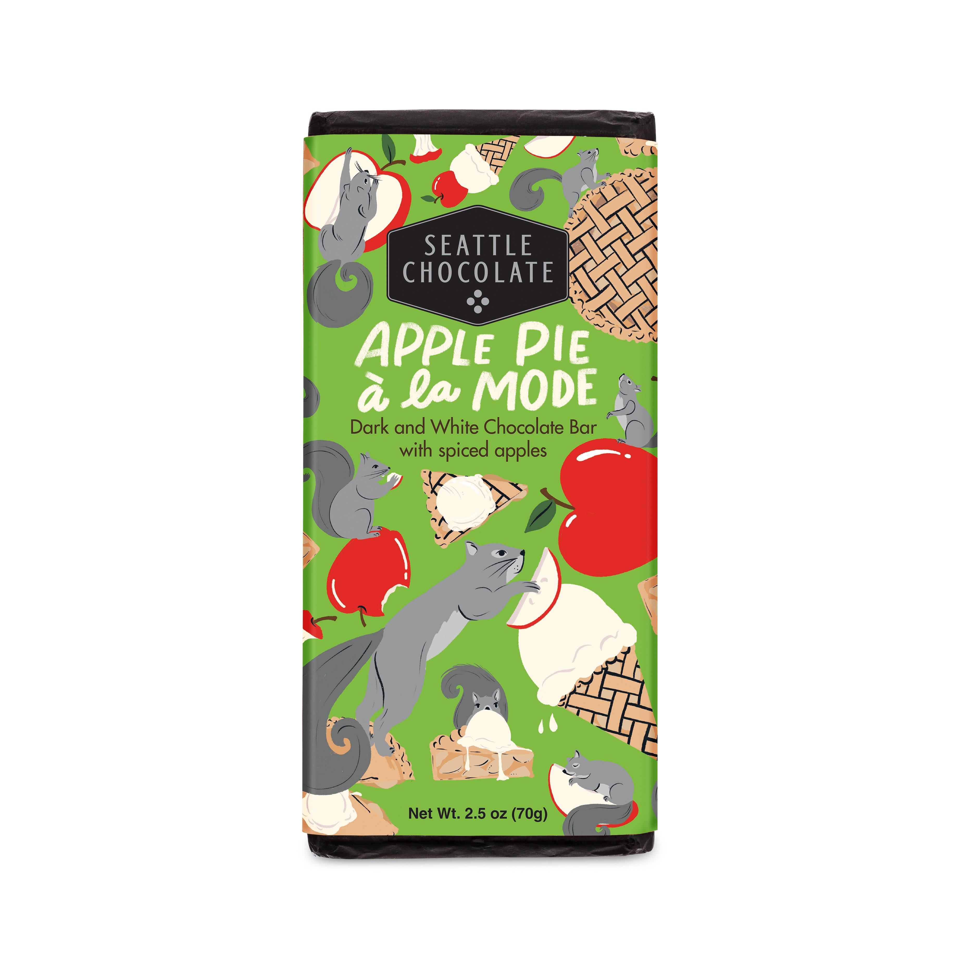 SEATTLE CHOCOLATES Apple Pie A La Mode Chocolate Bar, 2.5 OZ