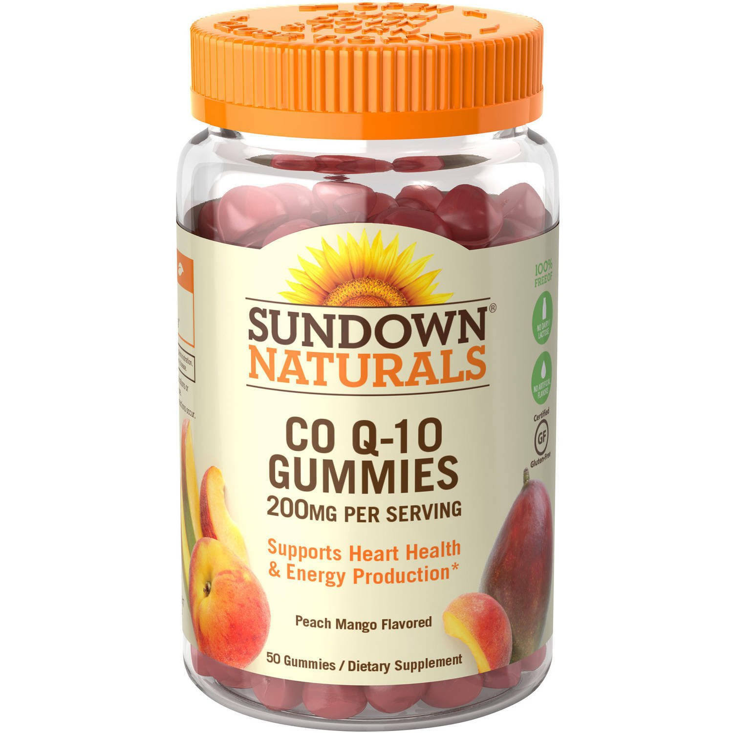 Sundown Naturals Co Q-10 Dietary Supplement - Peach Mango Flavored, 50 Gummies