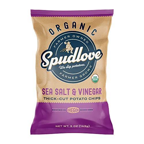 SpudLove Organic Thick-Cut Potato Chips Sea Salt & Vinegar | 5 oz Bag
