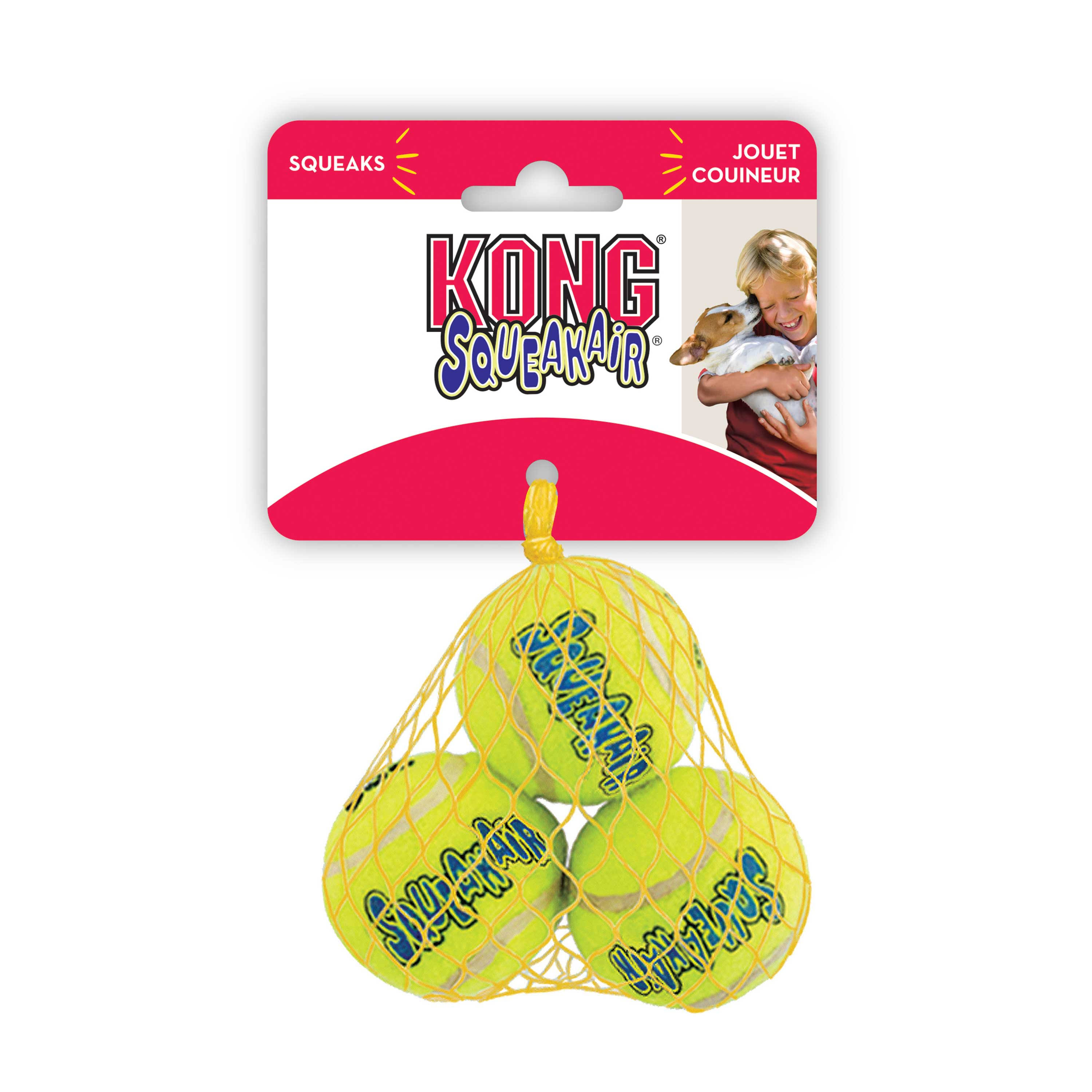 Kong Air Dog Squeaker Tennis Ball - Yellow, X-Small, 3 Pack