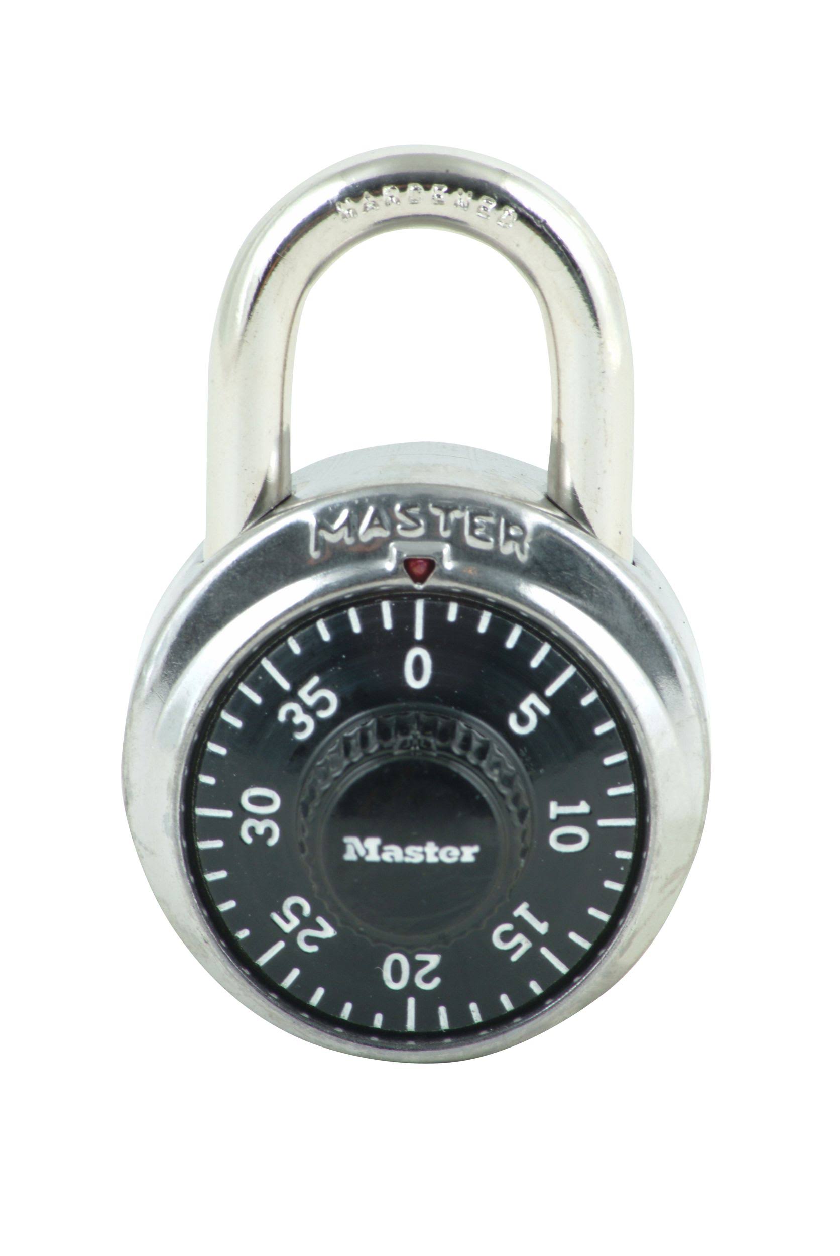 Master Lock Combination Padlock - Stainless Steel, 1 7/8" Wide, Black Dial