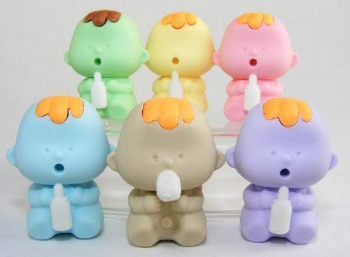 Authentic Japanese New Puzzle Erasers Imported from Japan Iwako TRC Dream Erasers, Cute and Fun Alien Babies, 4 Pcs Total