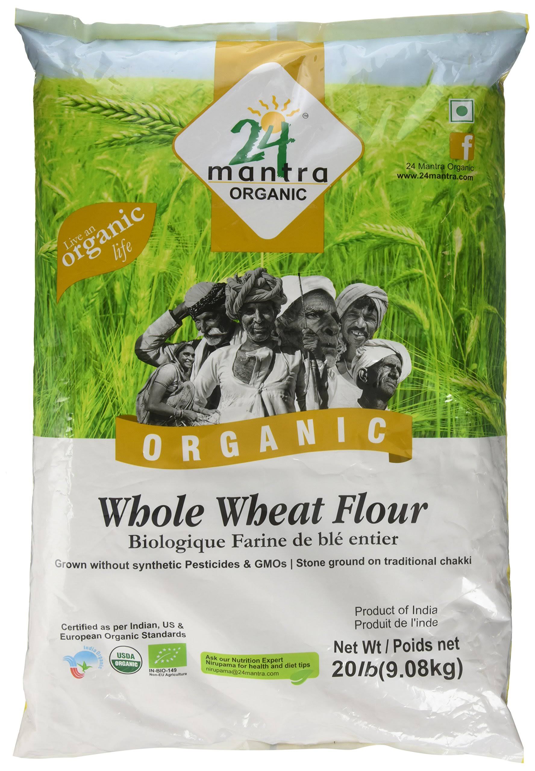 24 Mantra Organic Whole Wheat Atta - 20 Lb, (Pack of 1)
