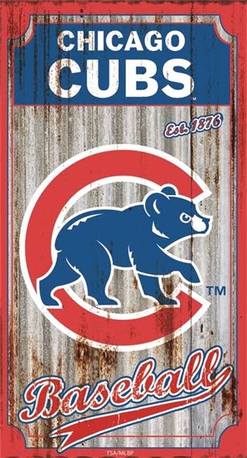 Evergreen Corrugated Metal Wall Art Sign - Chicago Cubs, 12" x 18"