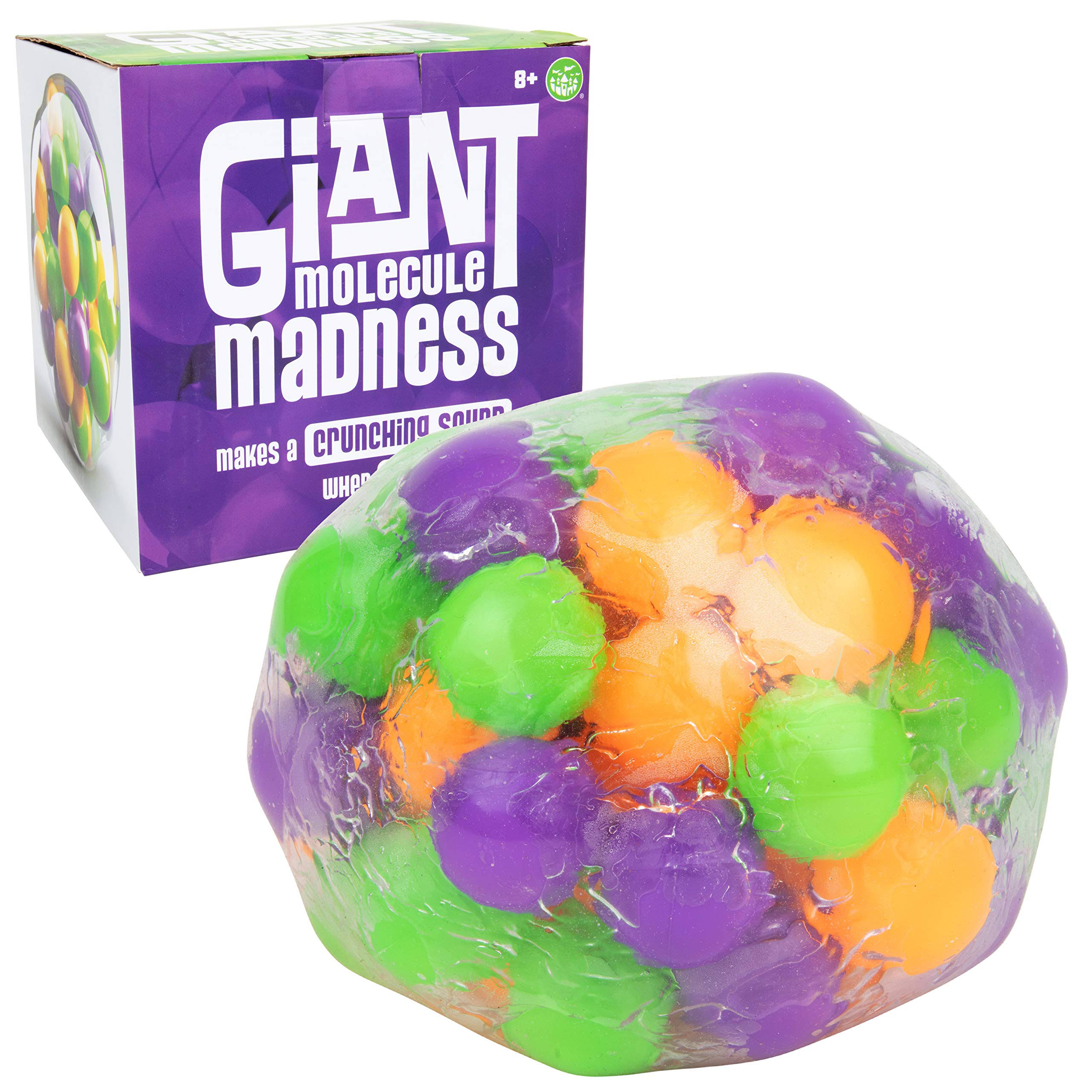 Play Visions Giant Stress Ball - 6 Inch Super Squishy Anxiety Relief Toy - Filled with Colorful Molecule Balls - Shine Light Through The Clear Skin