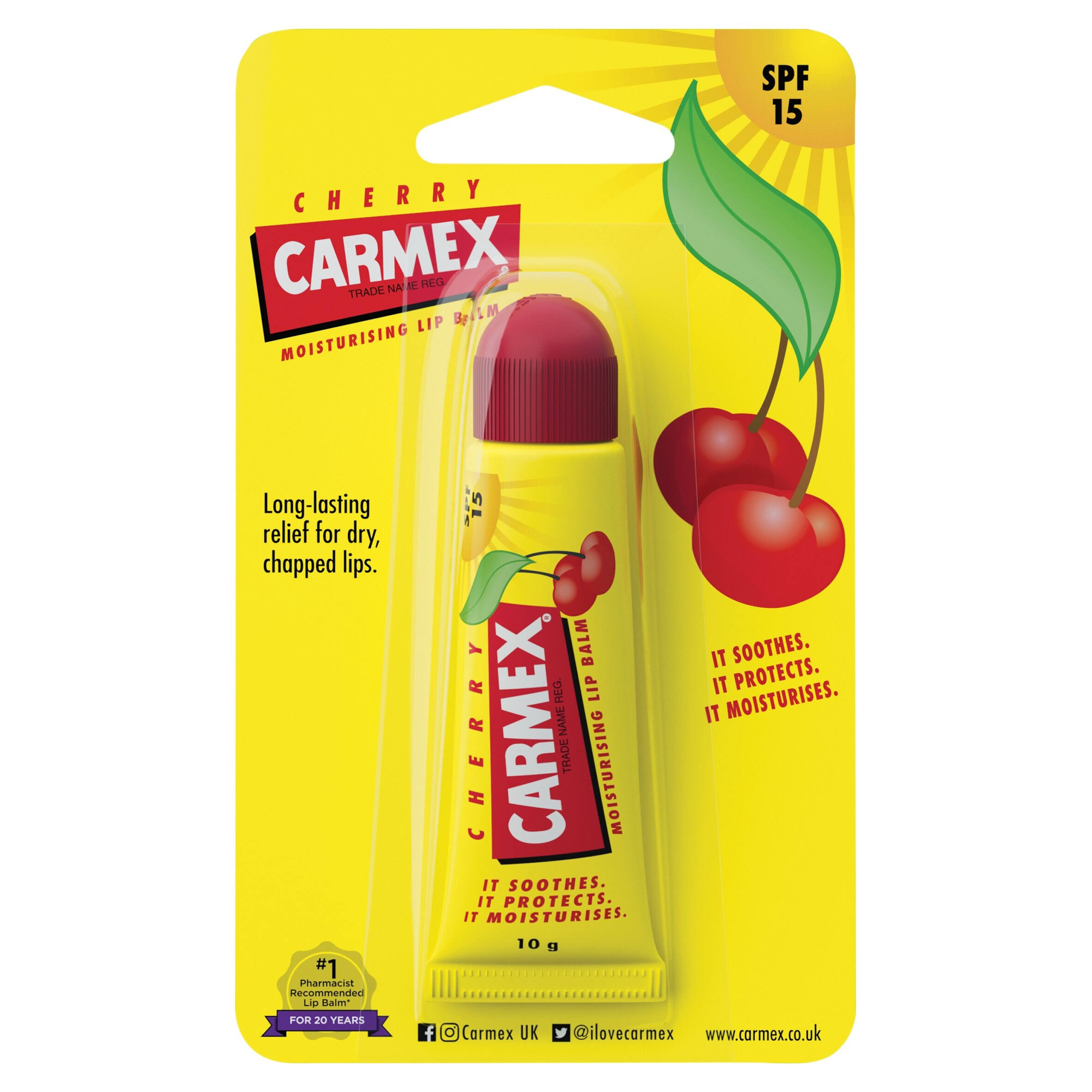 Carmex Cherry Moisturising Lip Balm SPF15 - 10g