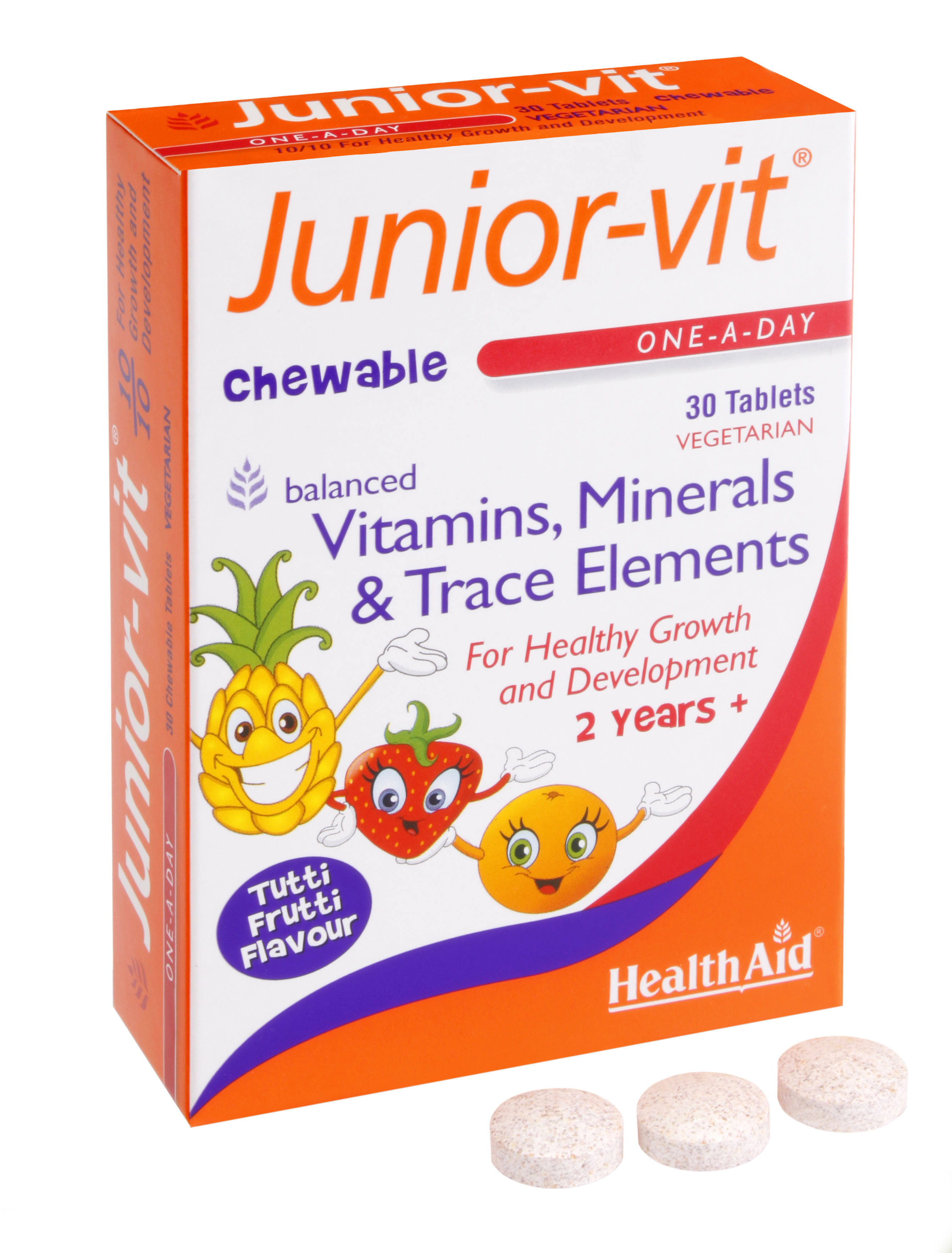 Health Aid Junior-vit Chewable Tablets - Tutti Fruity, 30 Tablets